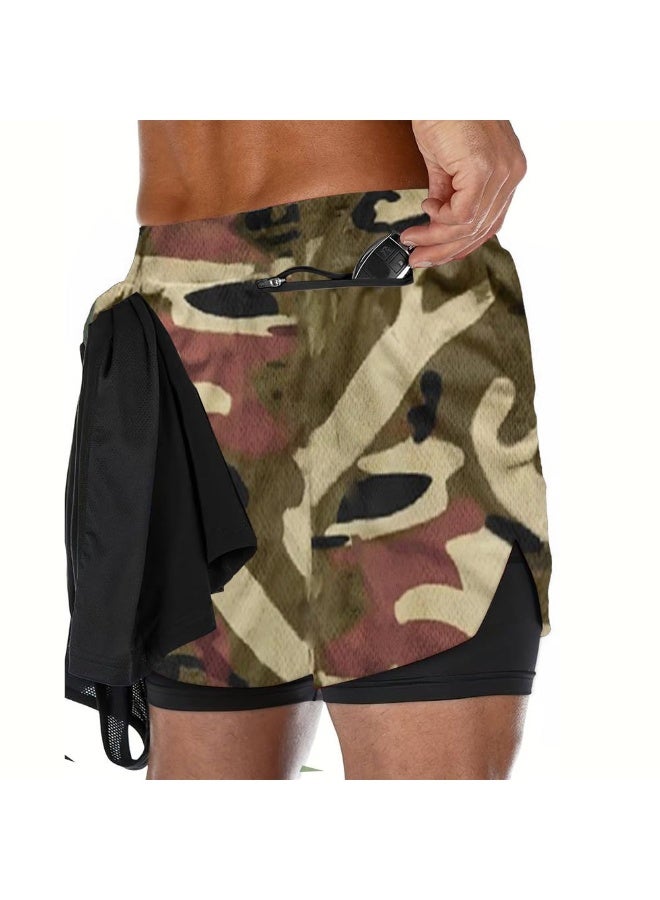 ناكسوس شورتات رياضية للرجال، شورتات رياضية للجري للرجال، شورتات رياضية برباط للرجال، شورتات رياضية فضفاضة بطبقتين وأربعة جيوب - Image 3